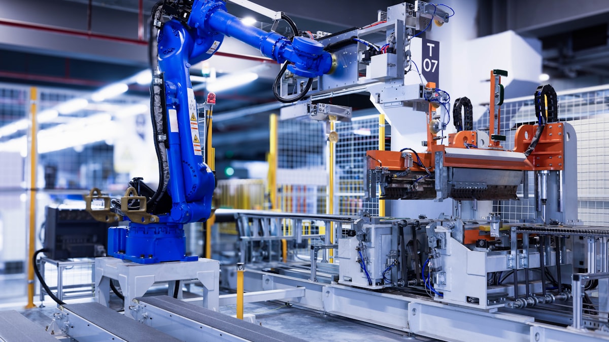 Robotic arm working a modern production line